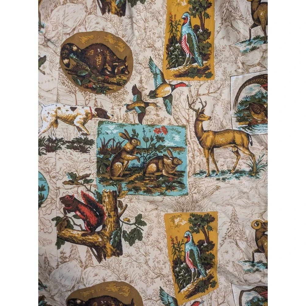True Vintage MCM Curtains Animal print‎ Hunting Lodge Cabin theme pinch pleat